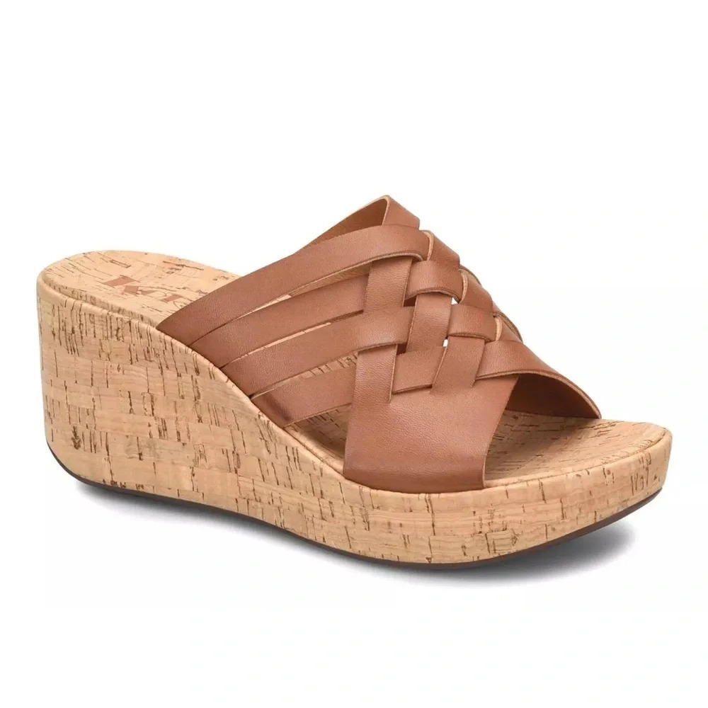 Korks by Kork Ease Noelle woven wedge in brown Size: 7